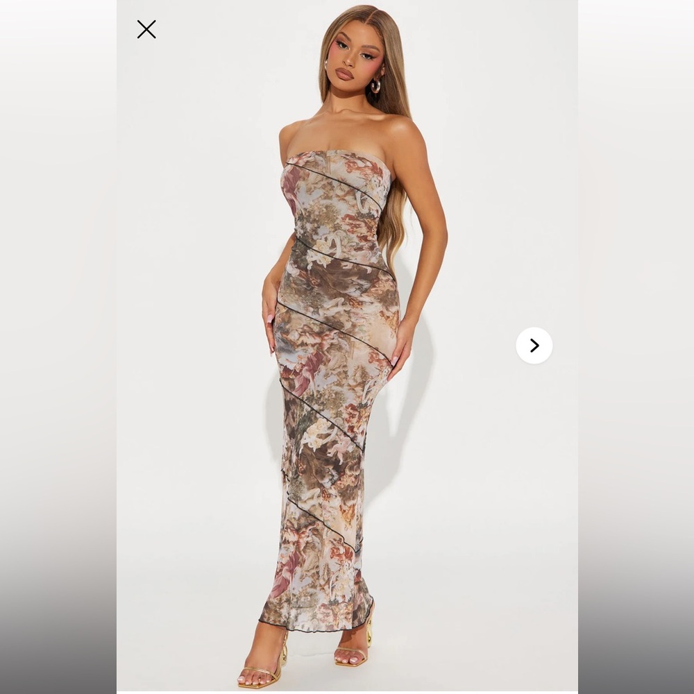 Madonna Mesh Maxi Dress - Brown/combo